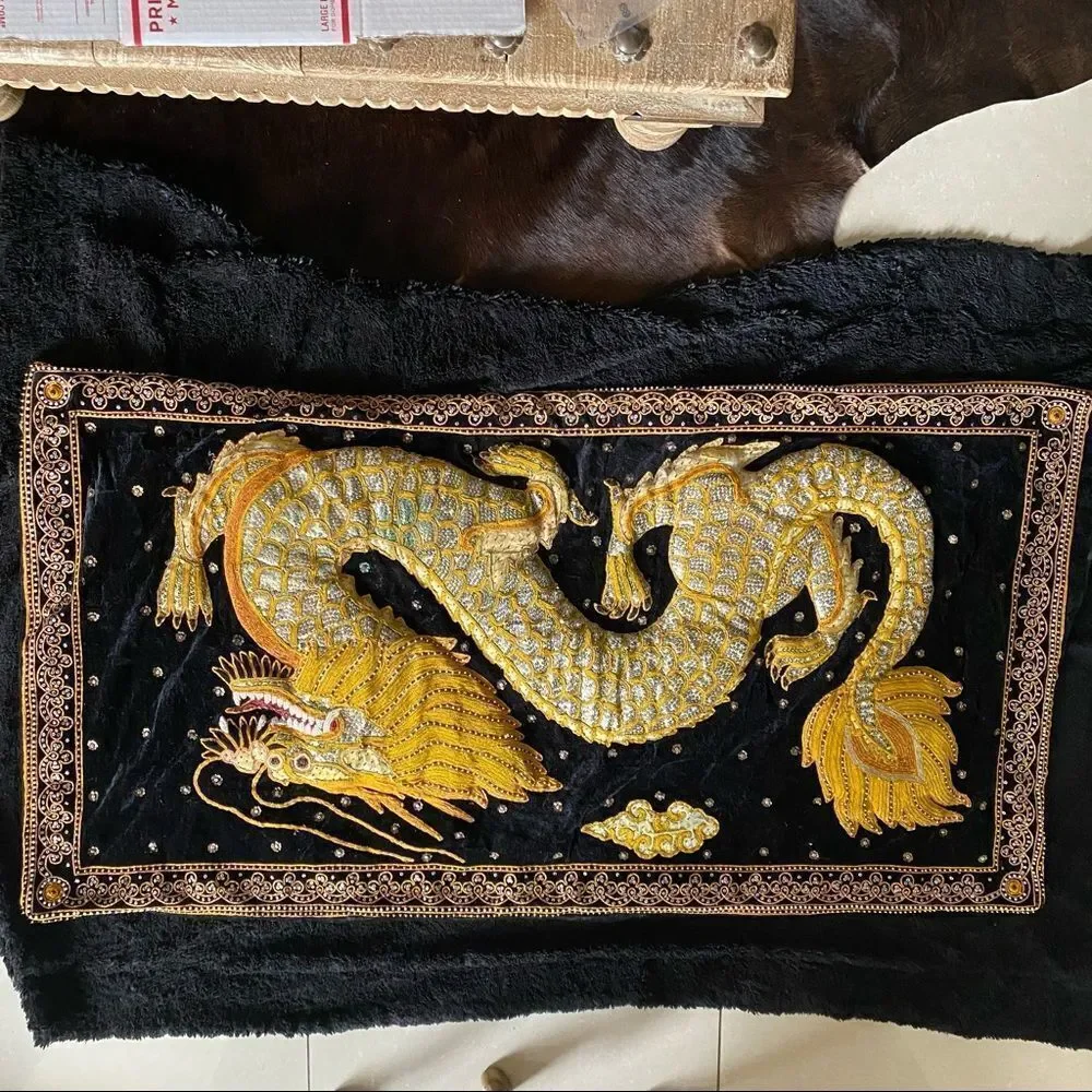 Vintage  Kalaga Gold Thai Embroidered Wall Art